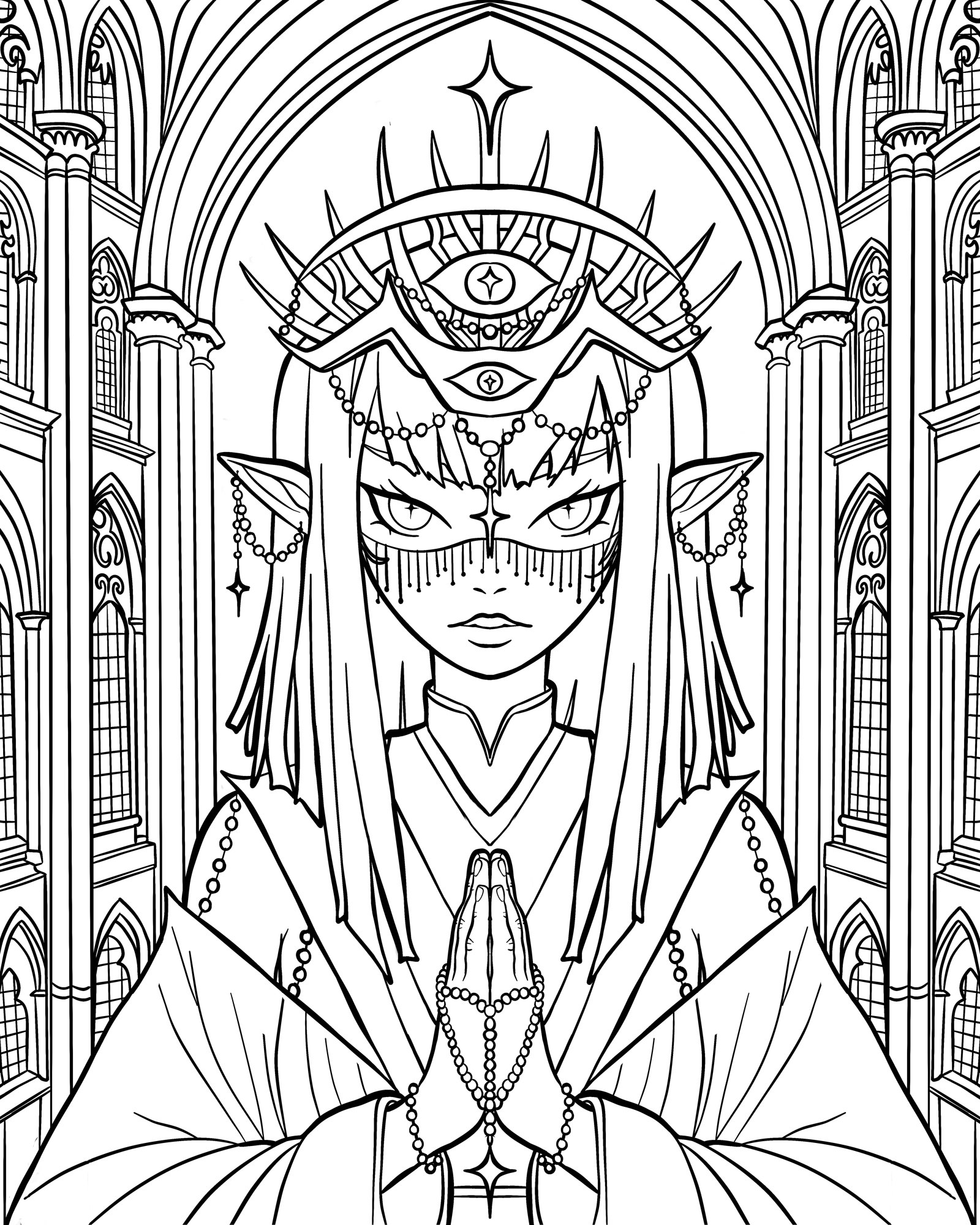 Cathedral Empress - Detailed line art