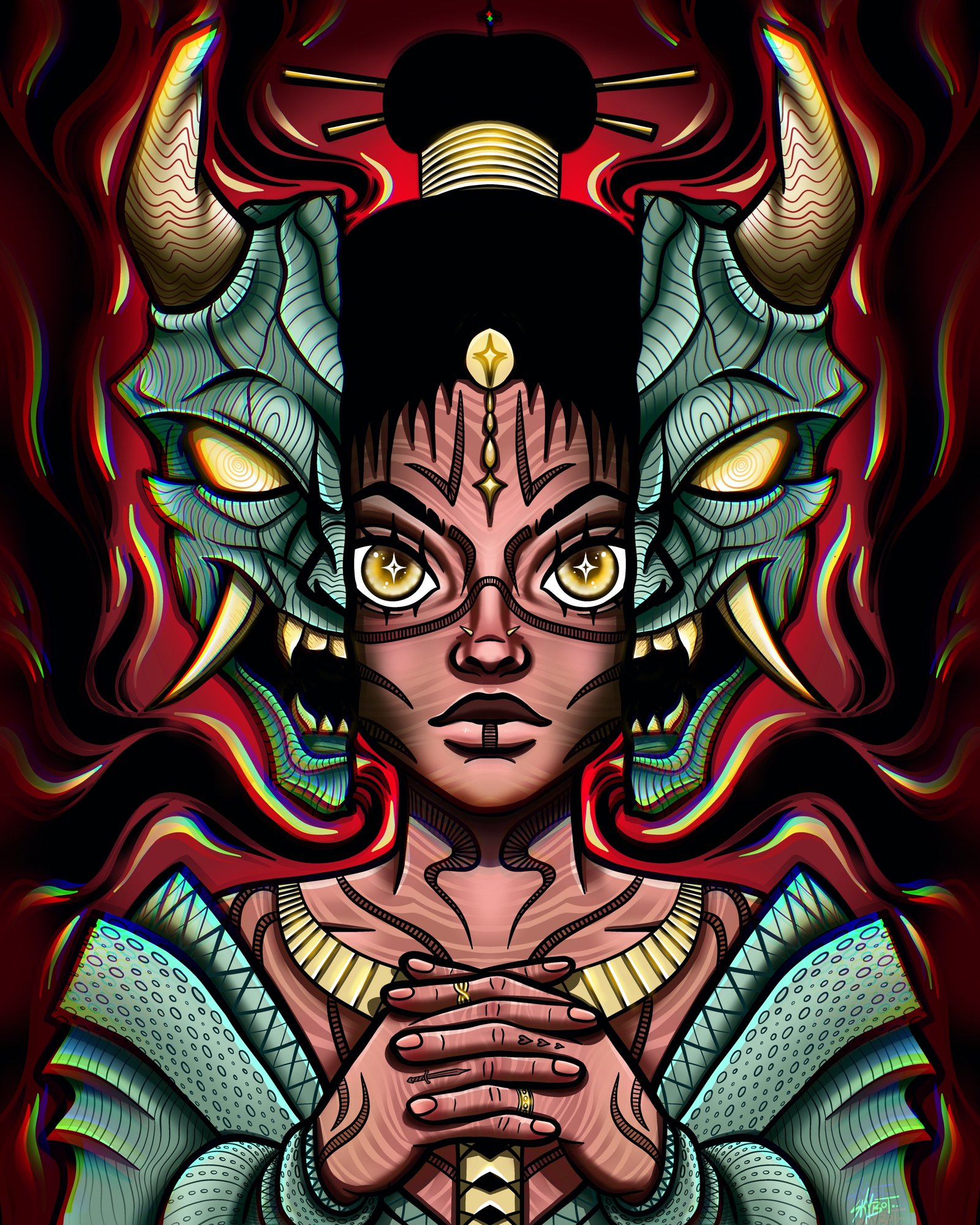 Oni Guardian - Molten red