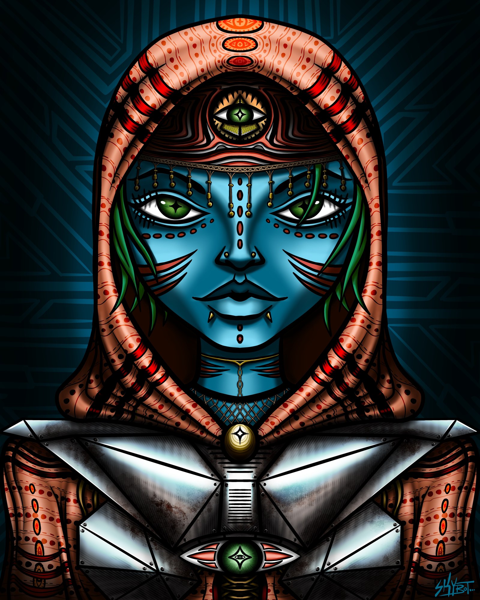 Blue Oracle - Finished piece